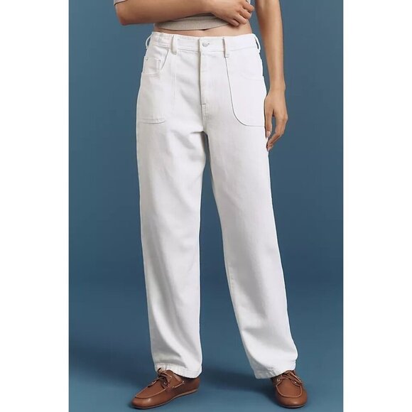 Pilcro Denim - Pilcro Anthropologie The Jenna Wide-Leg Relaxed White Jeans Size 25 Womens